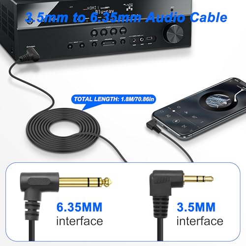 Cable de audio estéreo 3.5mm a 6.35mm, 1.8 m, 2 piezas miniatura 4