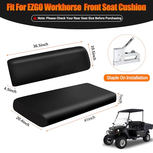 Image of Golf Cart Front Seat Covers Staple On Replacement for EZGO Workhorse Golf Cart Seat Black Micro Fiber Leather Seat Cover