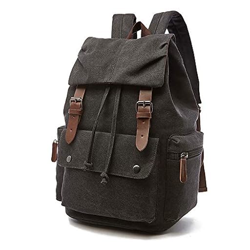 Rufun Mochila de Lona Vintage para portátiles Mochilas de Viaje Bolsa de Gran Capacidad Unisex (Negro) | Ya disponible en tu tienda friki favorita! En mundofriki.es!