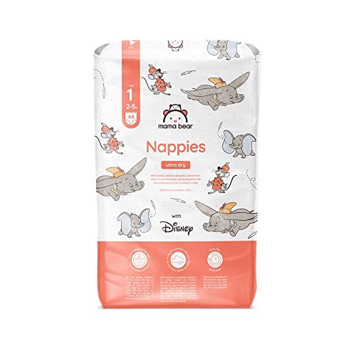 Marca Amazon - Mama Bear - Disney, pañales ultrasecos, Talla 1 (2-5 kg), Bianco, 48 Unidad, Paquetes de 1
