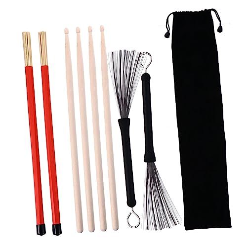 Set de Baquetas de Cepillo de Acero para Instrumentos de Percusión con Bolsa de Almacenamiento para Músicos miniatura 1