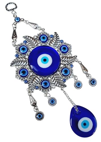 Image of Evil Eye Hanging for Home Entrance Door Decoration, Nazar Battu for Home Protection, Big Size (Round Blue)