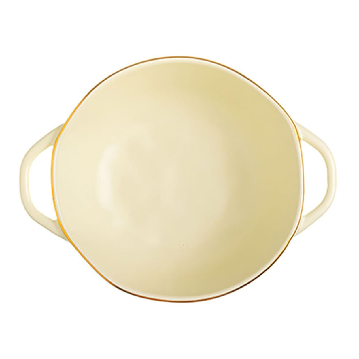 COLLBATH Cuenco de Cerámica Doble Asa 1200ml para Horno y Microondas | Beige, Estilo Simple, Resistente al Calor Óxido, para Sopa, Ensalada y Restaurante