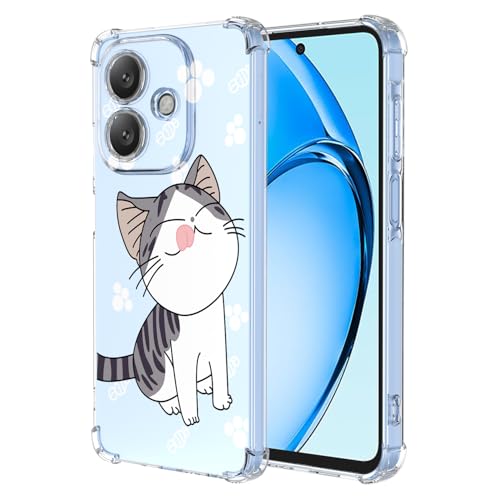 Clear Cover per Oppo A40 4G A40m Oppo A60 5G Motivo Carino Gatto Custodia Trasparente Antiurto Morbido Bumper Case - Cat tpu