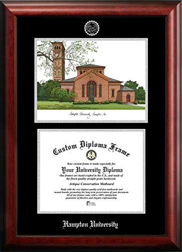 Campus Images NCAA Hampton Pirates Unisex Silver Medallion Frame Hampton University 11w x 8.5h Silver Embossed Diploma Frame Lithograph, Brown, One Size