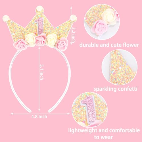 Canitor First Birthday Hat Sweet One Party Decorations 1st Birthday Girl Headband Crown Tiara for 1 Year Old Girl Gifts4