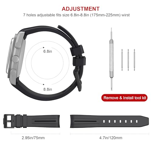 Image of Bands for Moonswatch Watch,Curved No Gap Rubber Strap Compatible with Omega X Swatch Moonswatch Speedmaster /Rolex /SEIKO 20mm Watch,Swatch Omega Moonswatch Speedmaster Watch Replacement Band Men Women