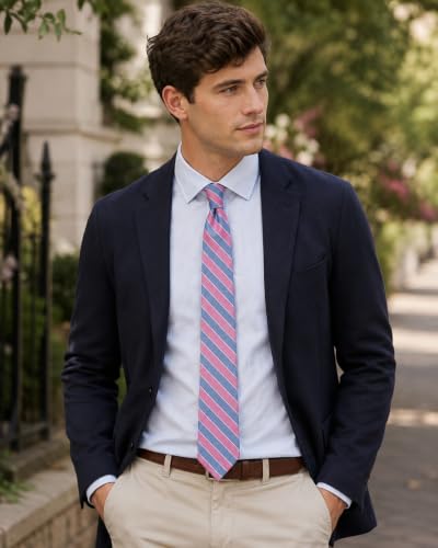 Image of BELLUNO Men's 2.5 inch Skinny Solid Cotton Linen Ties