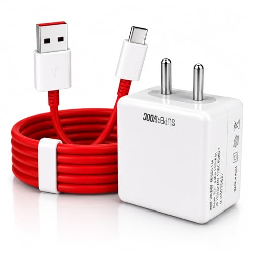 Image of 65-watt Supervooc Charger with 1M Type-C Cable Supports Dash /Wrap /Superdart /Vooc|65Watt Fast Charging Adapter for for OnePlus N6 /15R /15 /13s /13 /12 /12R /11 /11R /Nord CE6 Lite /Ce6 /6 /5 /Ce5 /iQOO-White