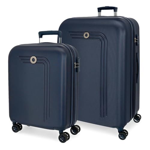 Movom Riga Resväska Set Blå 55/70 cm Hård ABS Stängning TSA 109L 6,32 kg 4 Dubbla Hjul Bagage Hand, Blå, Talla única,...