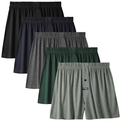 BAMBOO COOL Men's Boxer Short soft and Breathable Knit Boxers for men Moisture-wicking Underwear with Button Fly