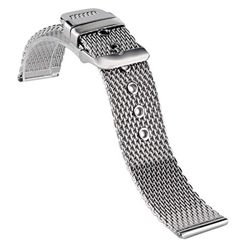 Bracelet de montre acier inoxydable argent boucle ardillon robuste