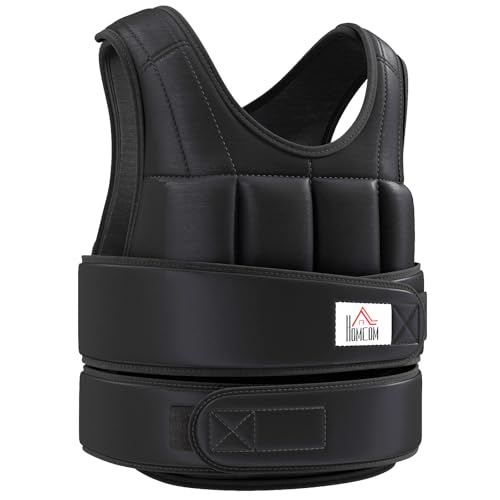 HOMCOM Gilet lesté réglable veste lestée 10 Kg max. poids amovibles entrainement musculation exercice boxe oxford noir