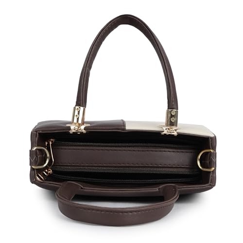 Image of Gold Rose Women's Elegant Color Block Handbag - Stylish Top Handle Purse for Office, Party & Daily Use | Premium Structured Ladies Hand Bag