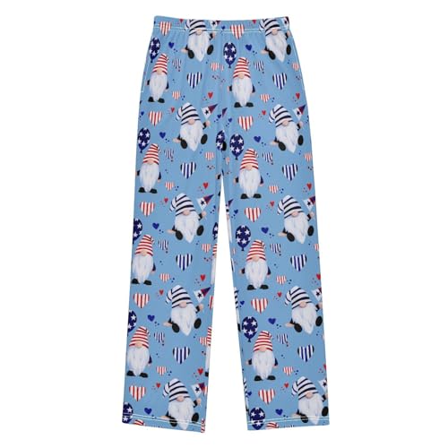 American Patriotic Day Gnome Boys Long Pants Soft Trousers Elastic Waist Kids Lounge Bottoms with Pockets S-XL