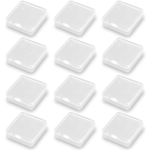 Image of 12Pcs Square Bead Organizers with Lid (3.7 x 3.7 x 1.18 inch), Small Square Plastic Clear Beads Storage Containers Box for Beads, Small Items etc