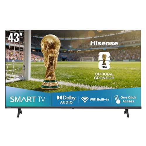 Hisense 43 inch Smart TV FHD 4K E4Q-Natural Colour Enhancer High Contrast Share to TV Dual Band Wi-Fi Game Mode Eye Care Mode Youtube Netflix Shahid 43E4Q (2025 UAE Version)