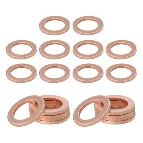 Image of 20 PCS Oil Drain Plug Gasket, 14mm Copper Oil Drain Plug Crush Washer Seal Rings, Oil Sealing Gasket Replacement Compatible with OEM PN Part 007603-014106, Car Accessories
