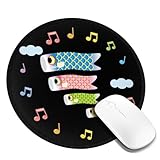 マウスパッド 音符とこいのぼりの親子 ゲーミングマウスパッド 丸型 人気 おしゃれ 滑り止め 薄型 多機能 男女兼用 贈り物