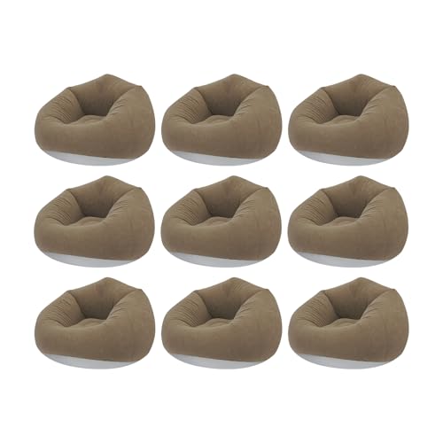 Image of 9 Pcs Inflatable Bean Bag Chairs for Adults with Foot Air Pump, Blow up Couch, Folding Portable Inflatable Couch Lazy Sofa for Outdoor Movie Night Camping (Coffee)