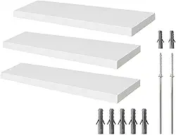 Kit Com 3 Prateleiras Flutuantes 100x20cm Branco, Suporte InvisíVel Para Sala, Quarto E EscritóRio, Prateleira Decorativa Moderna E FáCil De Instalar