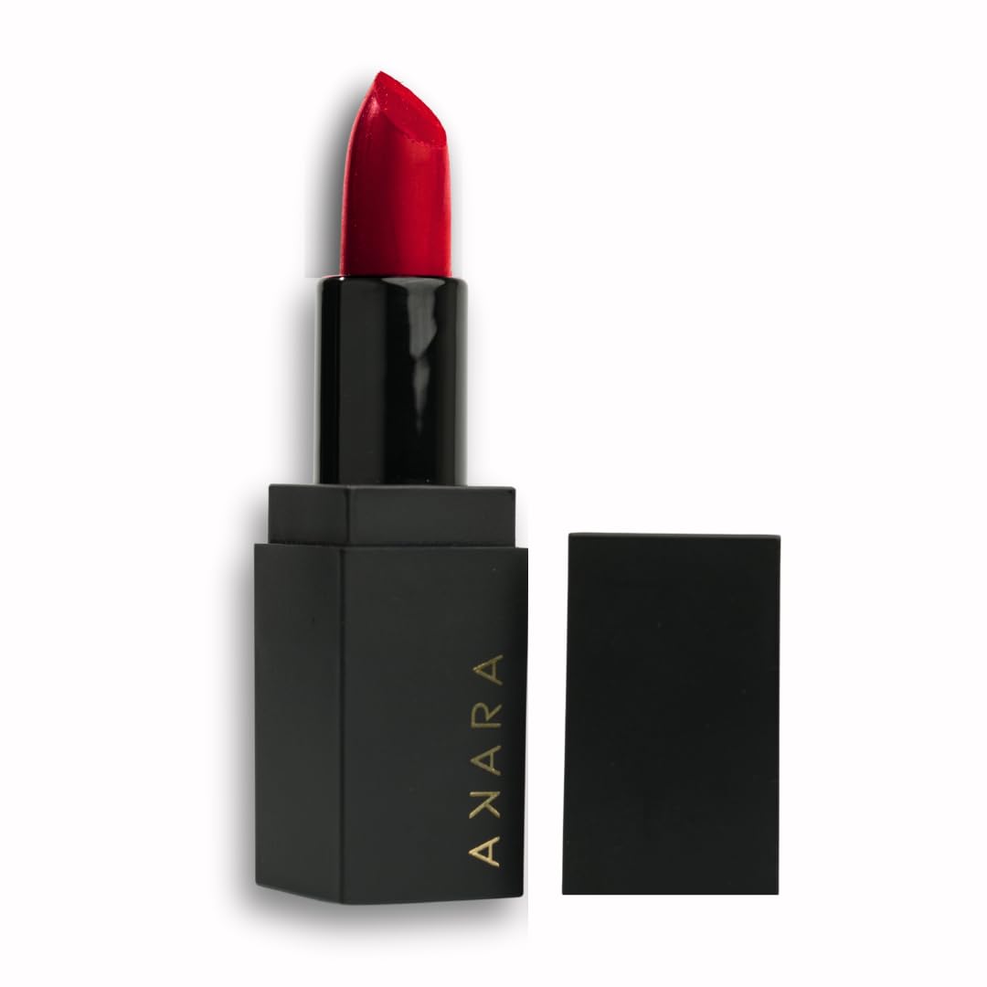 Akara Satin Matte Lipstick for Women | Rich Color, Long-lasting & Smooth Matte Finish | Enriched with Vitamin E, Vegan & Paraben-Free | First Kiss (Cool Red) | 4g