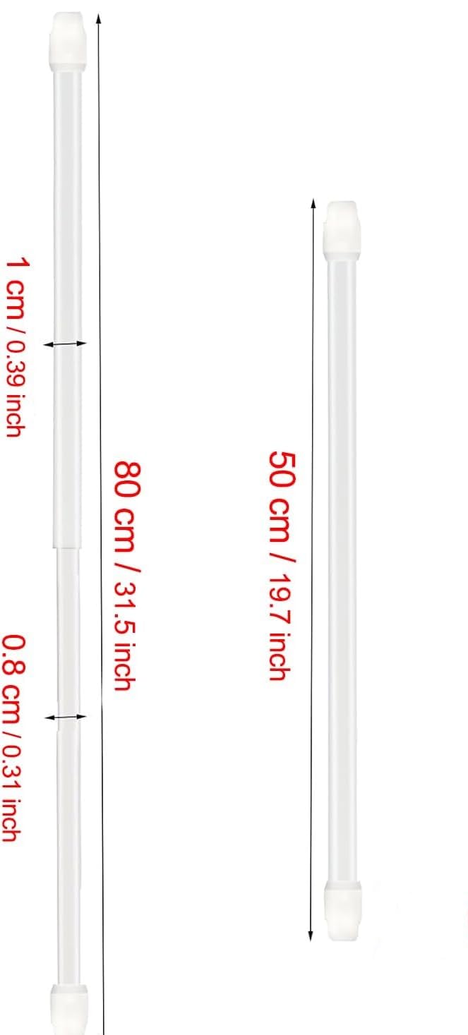 Gardinenstange, Duschstange, ausziehbar, Gardinenstange ohne Bohren, verstellbar, für Fenster (12 Stück (50-80) + Haken)