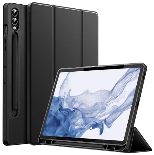 TGK Trifold Flip Case Cover for Samsung Galaxy Tab S8 11 Inch SM-X700 SM-X706 Smart Flexible with Pencil Holder Black