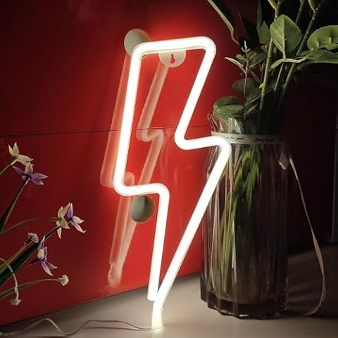 JYWJ Lightning Neon Sign,USB or 3-AA Battery Powered Neon Light,LED Table Decoration,Bedroom Wall Decoration,Birthday Gift,Wedding Supplies Business Gift (Warm) Cover