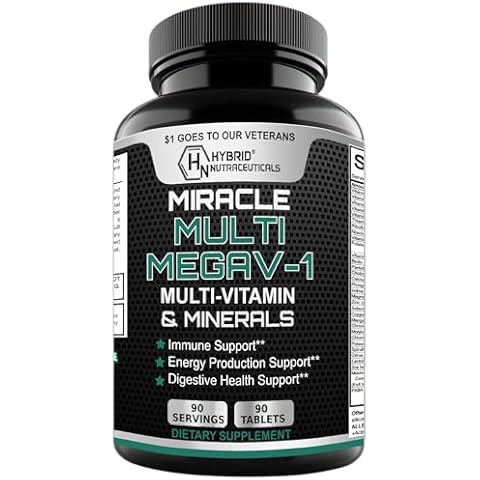 MEGAV-1 Multi-Vitamin, Superfood & Minerals - Daily Multivitamin with Probiotics, Digestive Enzyme, Mushroom Complex for Heart Health, Immune Support, Energy & Stamina - 90 Tablets Cover