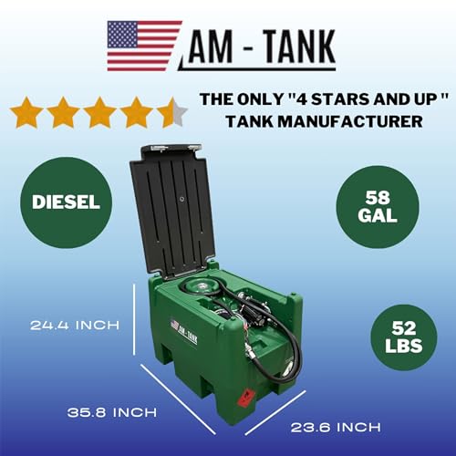 Am-Tank 58 Gallon Capacity Portable Lightweight Diesel Fuel Tank Gas Can thumb #1