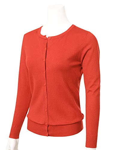 Image of Allsense Women's Long-Sleeve Crewneck Cardigan | Classic Button Down Sweater, Soft Fine Knit, Lightweight