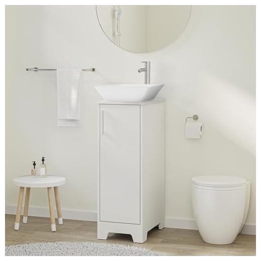 U-Eway 13 inch White Bathroom Vanity and Sink Combo,1.5 GPM Water Save Faucet & Solid Brass Pop Up Drain,Single Small Bathroom,Adjustable Built-in Clapboard (BT8W+A7)