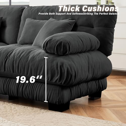 Image of SoarFlash Velvet Sectional Sofa Ottoman, Grey