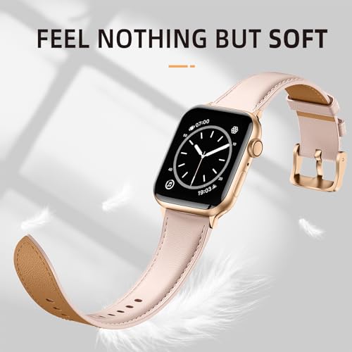 Laffav Leather Strap Compatible with Apple Watch Strap 44mm 46mm 45mm 42mm 49mm Men Women - Image 2