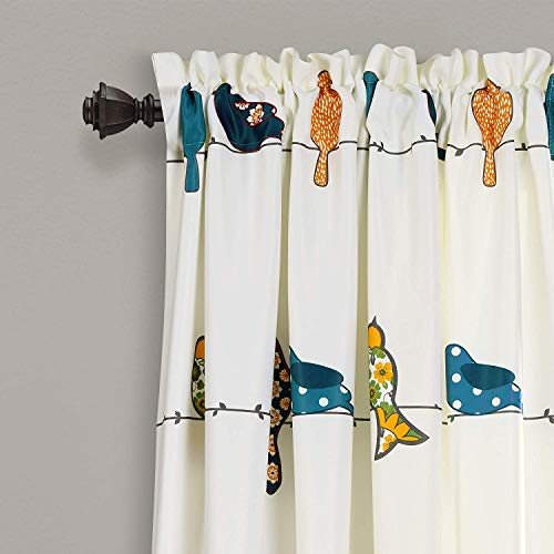 Lush Decor Rowley Birds Curtains Room Darkening Window Panel Set For Living, Dining, Bedroom (Pair), 52"W X 84"L, Multi #TOP2