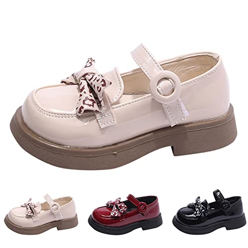 Girls Snow Boots Size 2 Fashion Spring and Summer Children Casual Shoes Girls Leather Shoes Thick Soles Non Slip Buckle (Black, 5.5-6 Years Little Child)3