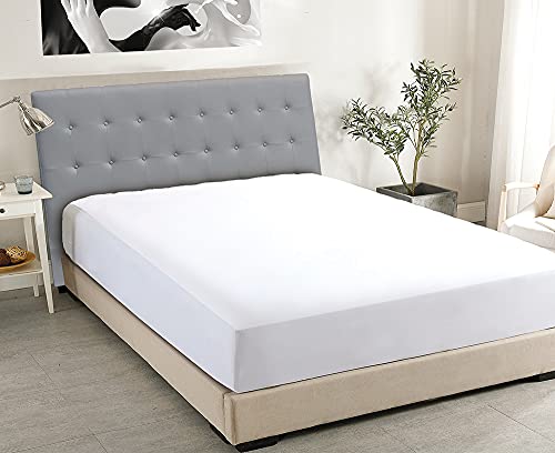 Drap housse uni, lit simple, double, place et demie, différentes couleurs et tailles (blanc, une place et demie) Cover