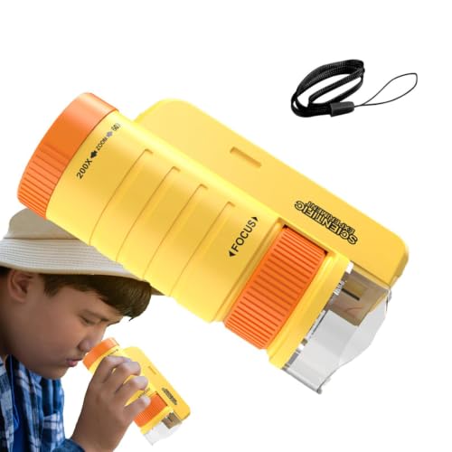 Microscopio para niños de bolsillo con luz LED ajustable para pequeños estudiantes