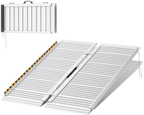 FACHNUO 91,5CM Rampe pour Fauteuil Roulant Pliable Rampe de Seuil, Capacité 362KG, Extra Large 74CM Antidérapante - Ramp Aluminium Portable pour Escaliers,...