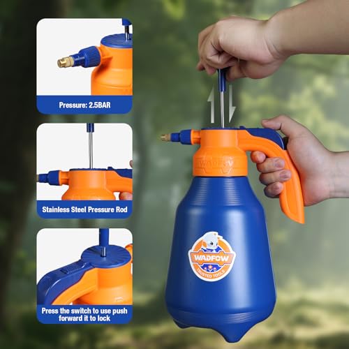 Image of WADFOW 0.52 Gallon Garden Pump Sprayer, 68oz Lawn & Garden Pressure Water Spray Bottle with Adjustable Nozzle, Lock-on Feature, 2L