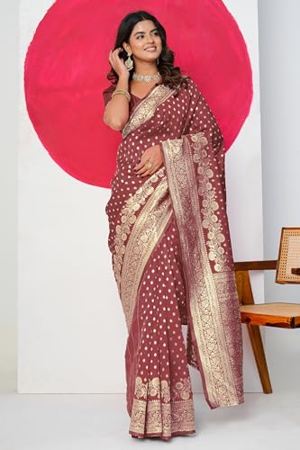 Image of Subham Saree for Woman Silk Cotton Kanjivaram | Soft Daily Wear Golden Zari Sari with Jacquard Blouse Piece