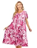 Cotton House Dress with Pockets Florar Print Muumuu Dresses Womens Duster Housecoat House Dresses for Elderly Patio Dress Short Sleeve Sleep Shirts Muumuu Dresses Dusters for Women Moomoo Dresses
