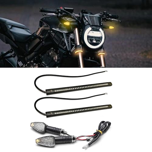 x xotic tech Mini Stalk Arrow Clear Turn Signal Indicator Blinker Sequential Turn Signal Switchback Brake Tail Strip Light Universal Fit Motorcycle Motorbike