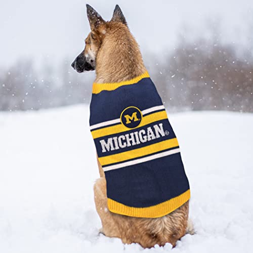 Pets First Ncaa Michigan Wolverines Dog Sweater, Size Large. Warm And Cozy Knit Pet Sweater With Ncaa Team Logo, Best Puppy Sweater For Large And Small Dogs, Team Color (Mi-4179-Lg) #TOP3