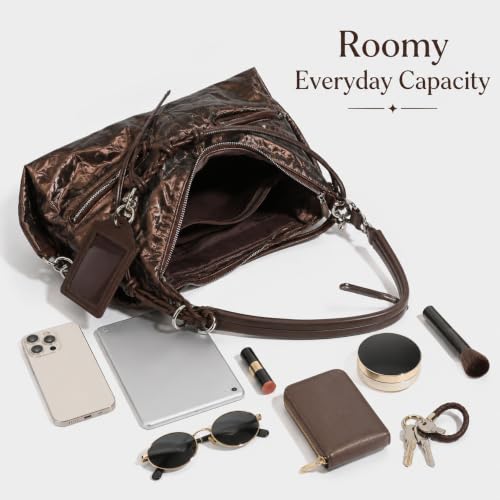 Image of Shoulder Purse for Women, Leather Women's Handbag Y2k Aesthetic Coquette Shoulder Bag Hobo Punk Trendy Ladies Purse