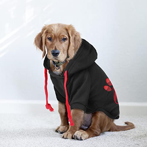 Image of SAWMONG Dog Hoodie,Flannel Pet Hooded Sweater with Hat Puppy Pullover Sweater Shirt,Dog (Black,S)