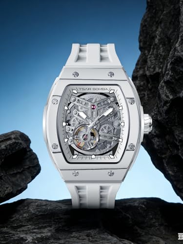 Image of TSAR BOMBA Mens Luxury Watch Automatic Watches for Men 50M Waterproof Japanese Mechanical Movement Tonneau Stainless Steel Case Sapphire Glass Big Face Cool Unique Fashion Gift Men