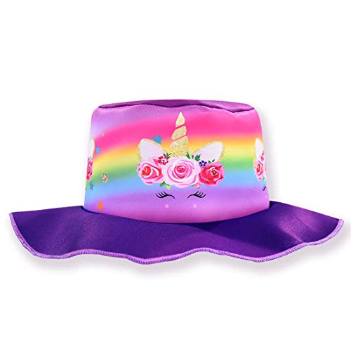 Alaming Mädchen ärmelloses Einhornkleid ärmellos Regenbogenschleife Casual blaues Kleid 2-10 T Gr. 120 cm (5- 6 Jahre), Hat Cover