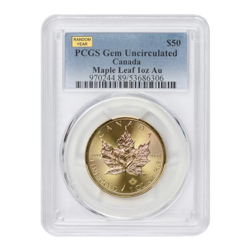 1oz Canadian Gold Maple Leaf Gem Uncirculated 1979 - Present (Random Year) $50 GEMUNC PCGS